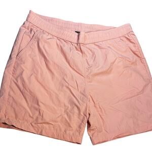 Original Use Mens Large Salmon Pink Nylon Shorts Elastic Waist Drawstring